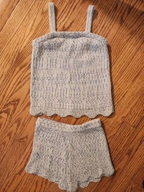 Design History Blue Space Dye Knit Tank and Shorts Set, Girls 6